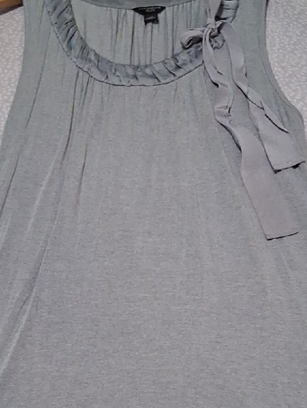 Ann Taylor Light Gray Sleeveless Tank with Ruffle Neck and Side Tie